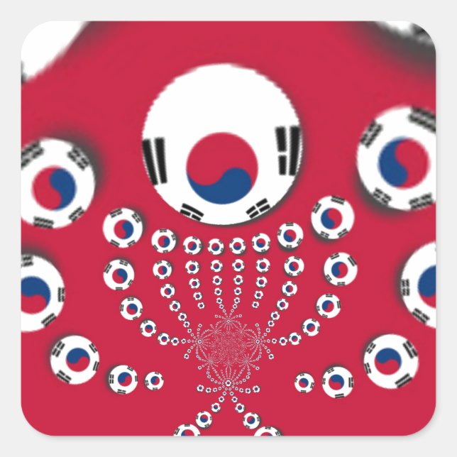 South Korea Flag Kaleidoscope Art Print Square Sticker (Front)