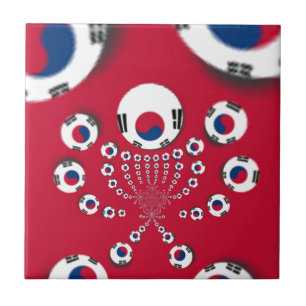 South Korea Flag Kaleidoscope Art Print Tile