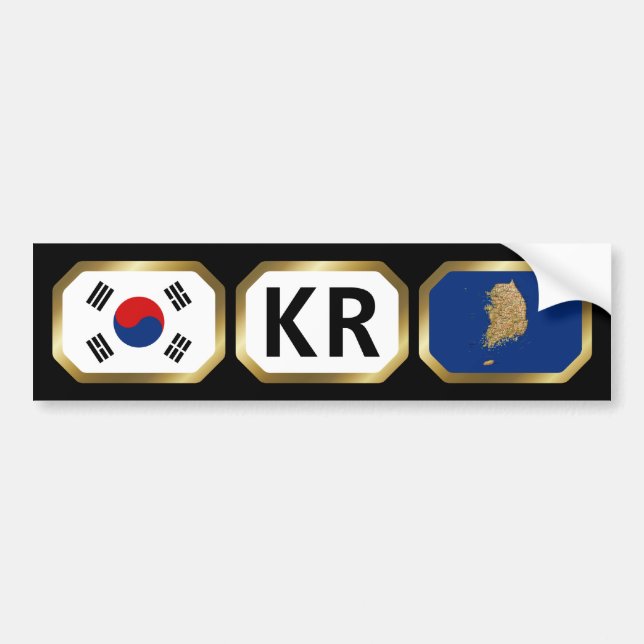 South Korea Flag Map Code Bumper Sticker (Front)