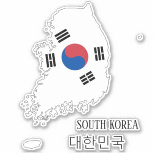 South Korea Flag Map Outline