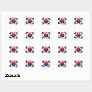 South Korea Flag Mugunghwa Round Stickers