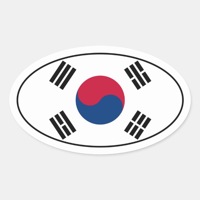 South Korea Flag Oval Sticker (Front)