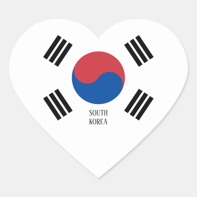 South Korea Flag Patriotic Heart Sticker (Front)