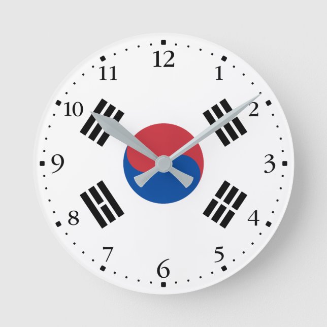 South Korea Flag Round Clock (Front)