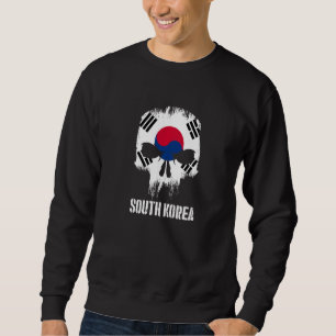South Korea Flag Skull South Korean Pride Patrioti Sweatshirt