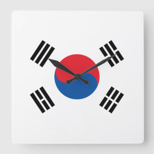South Korea Flag Square Wall Clock
