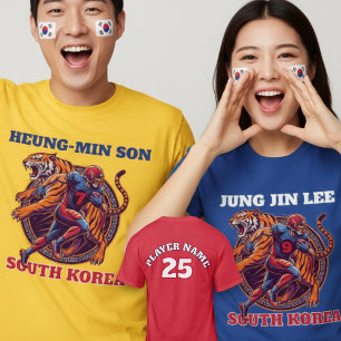 South Korea Football Tiger Athlete Action Graphic  T-Shirt