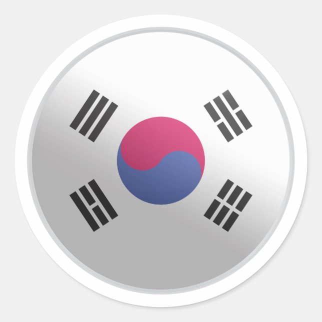 South Korea Glossy Circle Flag Classic Round Sticker (Front)