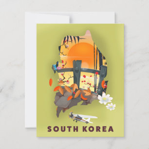 South Korea illustrated map poster