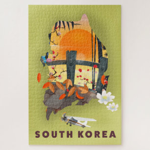 South Korea illustrated map poster Jigsaw Puzzle