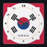 South Korea & Korea flag trendy fashion /design Square Wall Clock<br><div class="desc">WALL CLOCK: South Korea & South Korean Flag fashion design - love my country,  travel,  holiday,  country patriots / sports fans</div>