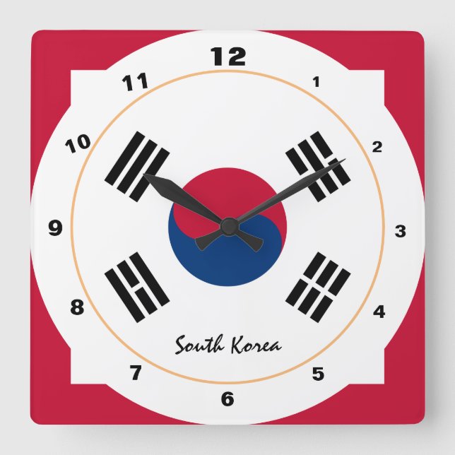 South Korea & Korea flag trendy fashion /design Square Wall Clock (Front)