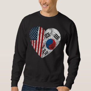 South Korea Korean American Flag Heart United Stat Sweatshirt