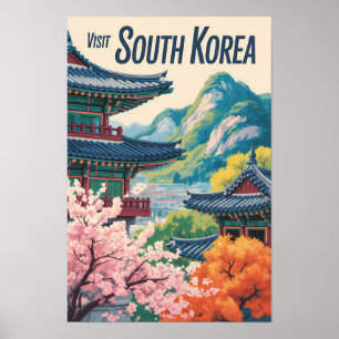 South Korea Landscape Illustration Travel Art Poster