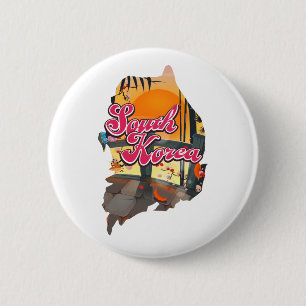 South Korea Map 6 Cm Round Badge