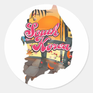 South Korea Map Classic Round Sticker