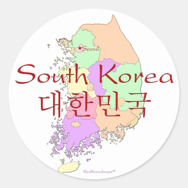 South Korea Map Classic Round Sticker (Front)