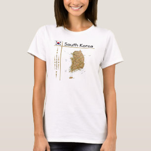 South Korea Map + Flag + Title T-Shirt