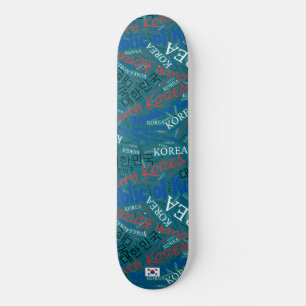 South Korea National Pride Wordcloud Skateboard