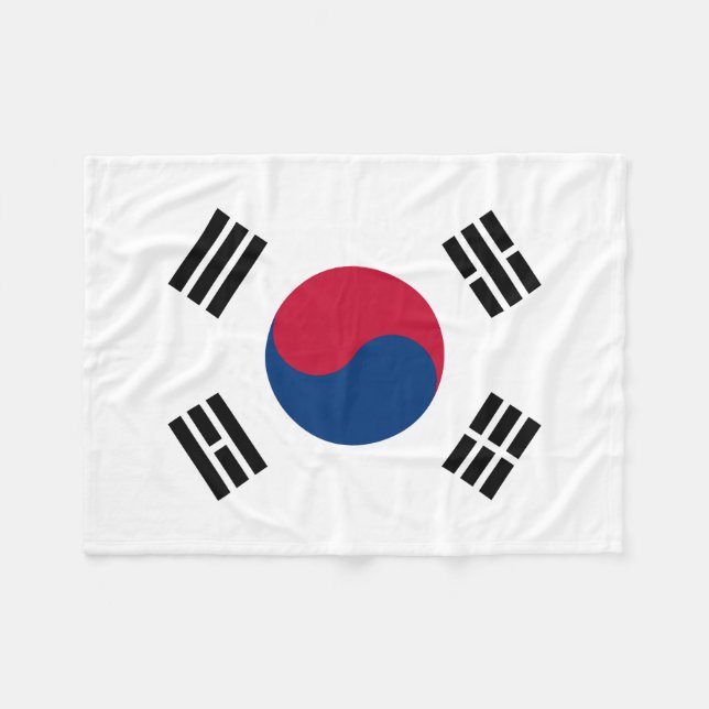 South Korea National World Flag Fleece Blanket (Front (Horizontal))