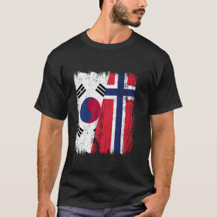 South Korea Norway Half Flag South Korean Norwegia T-Shirt