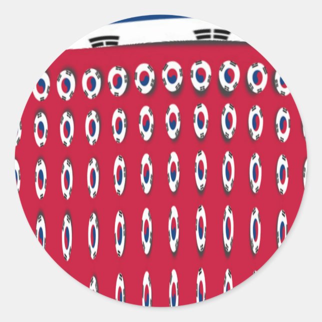 South Korea Polka Dot Flag Art Design: A Red Base  Classic Round Sticker (Front)