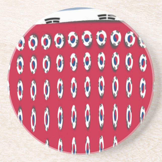 South Korea Polka Dot Flag Art Design: A Red Base  Coaster (Front)