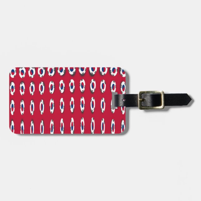 South Korea Polka Dot Flag Art Design: A Red Base  Luggage Tag (Front Horizontal)