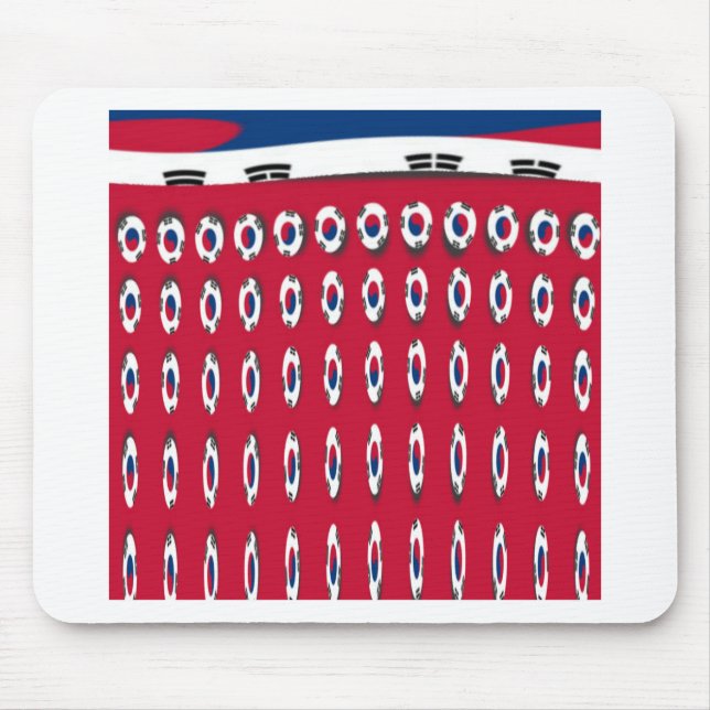 South Korea Polka Dot Flag Art Design: A Red Base  Mouse Mat (Front)