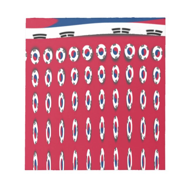 South Korea Polka Dot Flag Art Design: A Red Base  Notepad (Front)