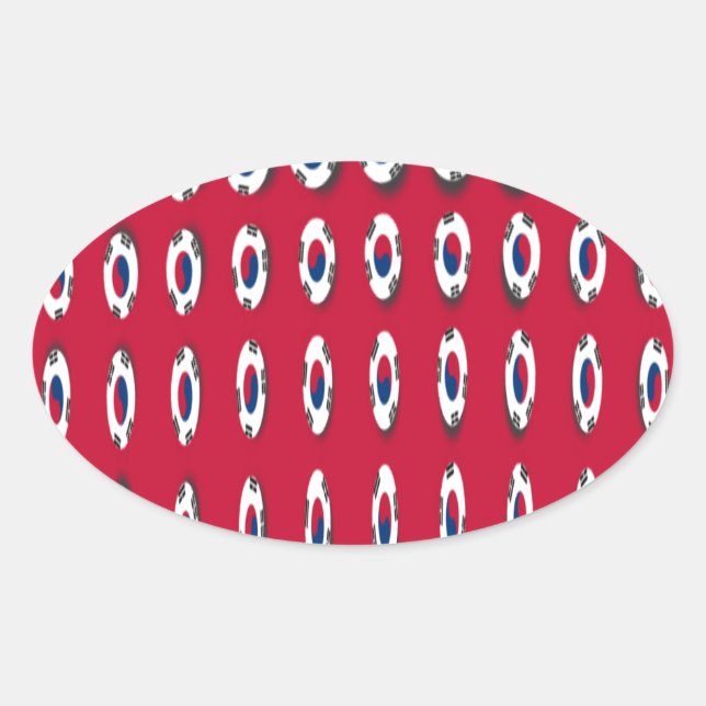 South Korea Polka Dot Flag Art Design: A Red Base  Oval Sticker (Front)