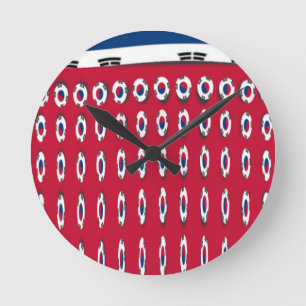 South Korea Polka Dot Flag Art Design: A Red Base  Round Clock