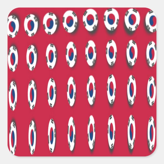 South Korea Polka Dot Flag Art Design: A Red Base  Square Sticker (Front)