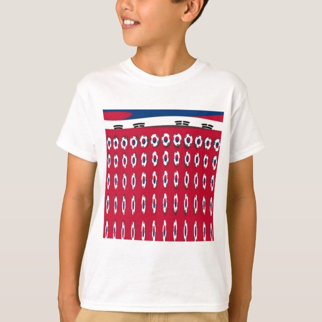South Korea Polka Dot Flag Art Design: A Red Base  T-Shirt (Front)