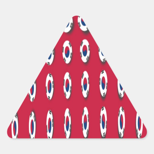 South Korea Polka Dot Flag Art Design: A Red Base  Triangle Sticker (Front)