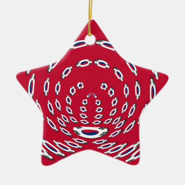 South Korea Polka Dot flag Ceramic Tree Decoration (Front)
