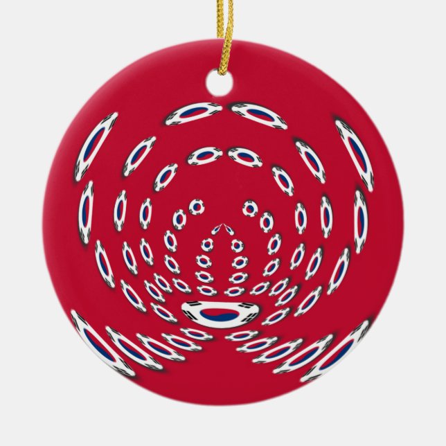 South Korea Polka Dot flag Ceramic Tree Decoration (Front)