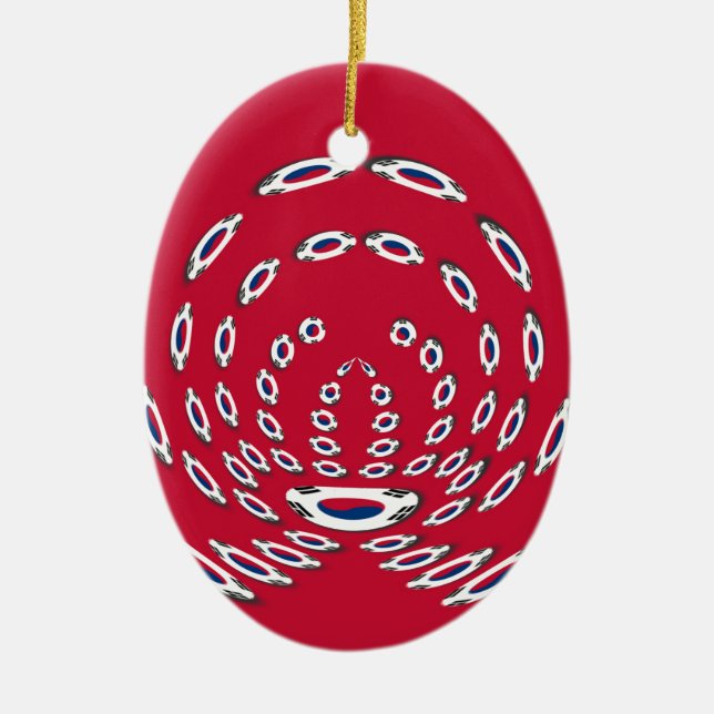 South Korea Polka Dot flag Ceramic Tree Decoration (Front)