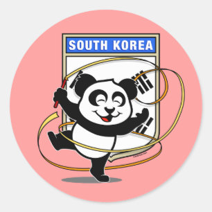 South Korea Rhythmic Gymnastics Panda Classic Round Sticker
