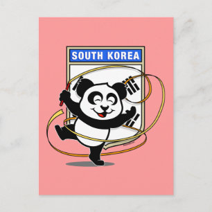 South Korea Rhythmic Gymnastics Panda Postcard