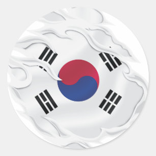 South Korea Ripped Flag Classic Round Sticker