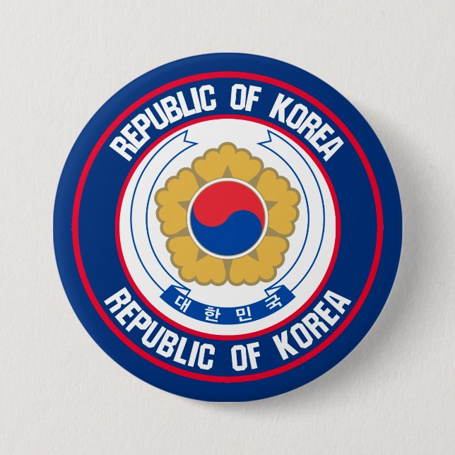 South Korea Round Emblem 7.5 Cm Round Badge (Front)