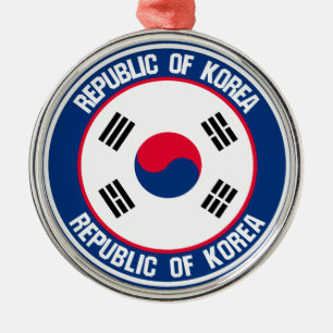 South Korea Round Emblem Metal Tree Decoration