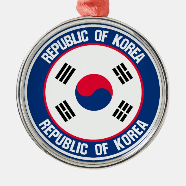 South Korea Round Emblem Metal Tree Decoration (Front)