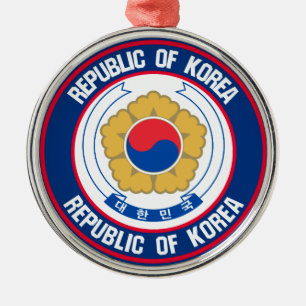 South Korea Round Emblem Metal Tree Decoration