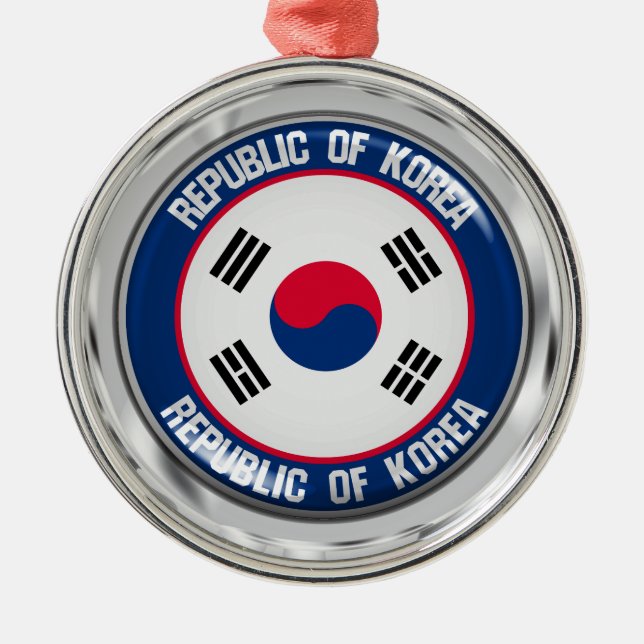 South Korea Round Emblem Metal Tree Decoration (Front)