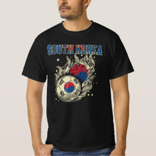 South Korea Soccer Flaming Ball Retro Football Fan T-Shirt