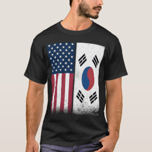 South Korea South Korean American Flags Proud USA T-Shirt