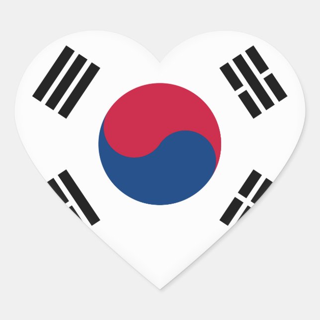 South Korea (South Korean) Flag Heart Sticker (Front)