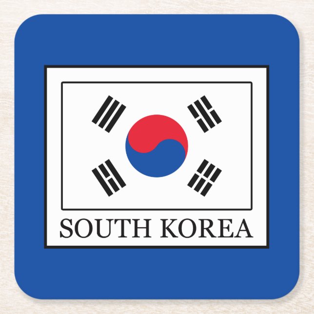 South Korea Square Paper Coaster (Front)
